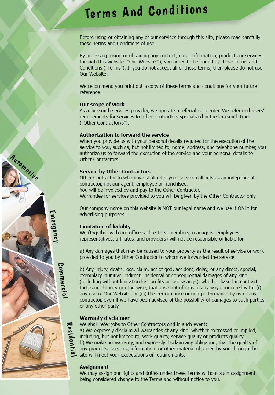 Aqua Locksmith Store Cincinnati, OH 513-726-2021 - TermsAndConditions-2